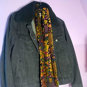 PACSUN fur lined black jean jacket